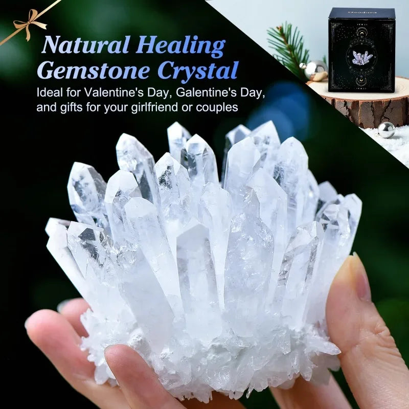 CrystalHola Clear Quartz Crystal Cluster Healing Ornament