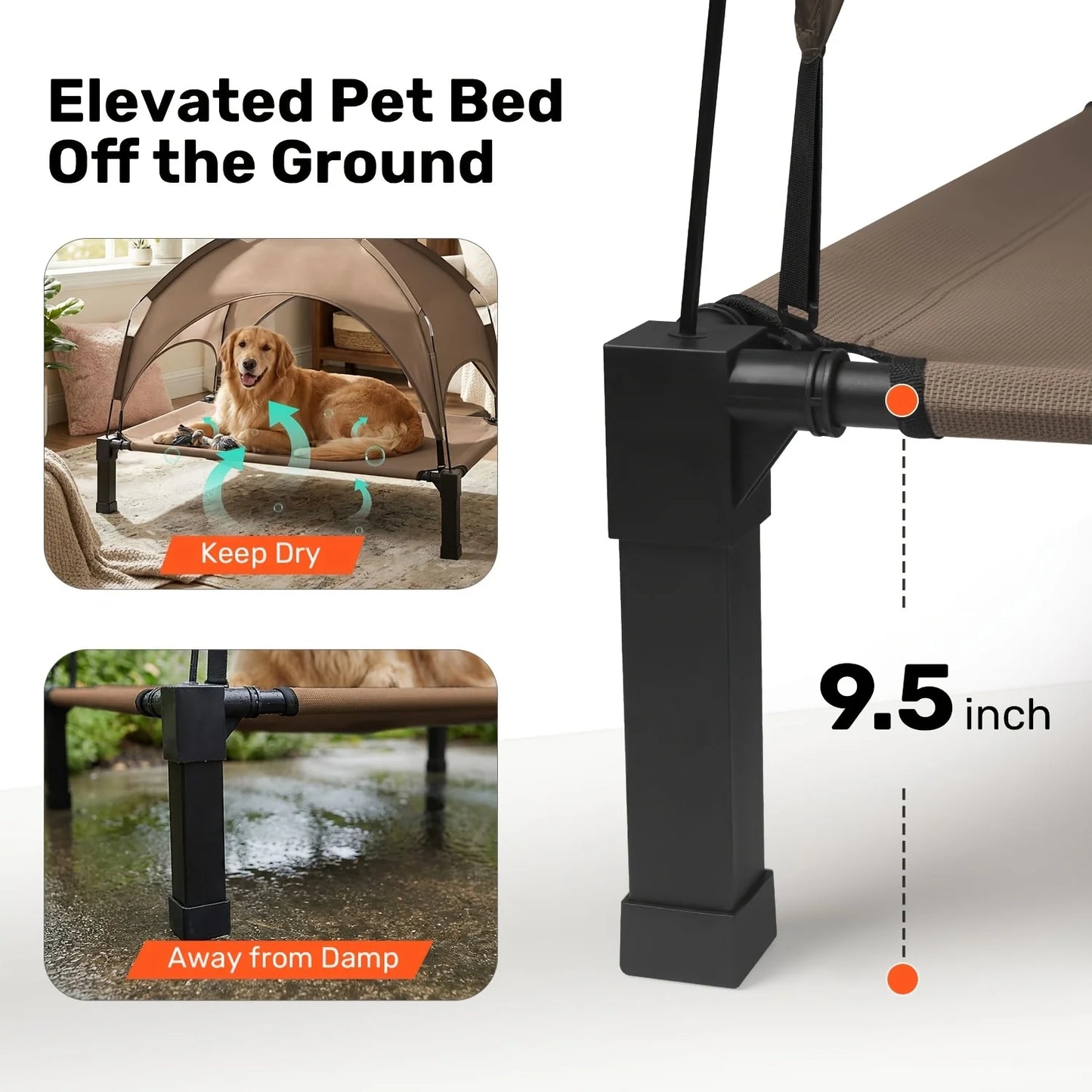 Outdoor Canopy Dog Bed With Removable Shade Tent