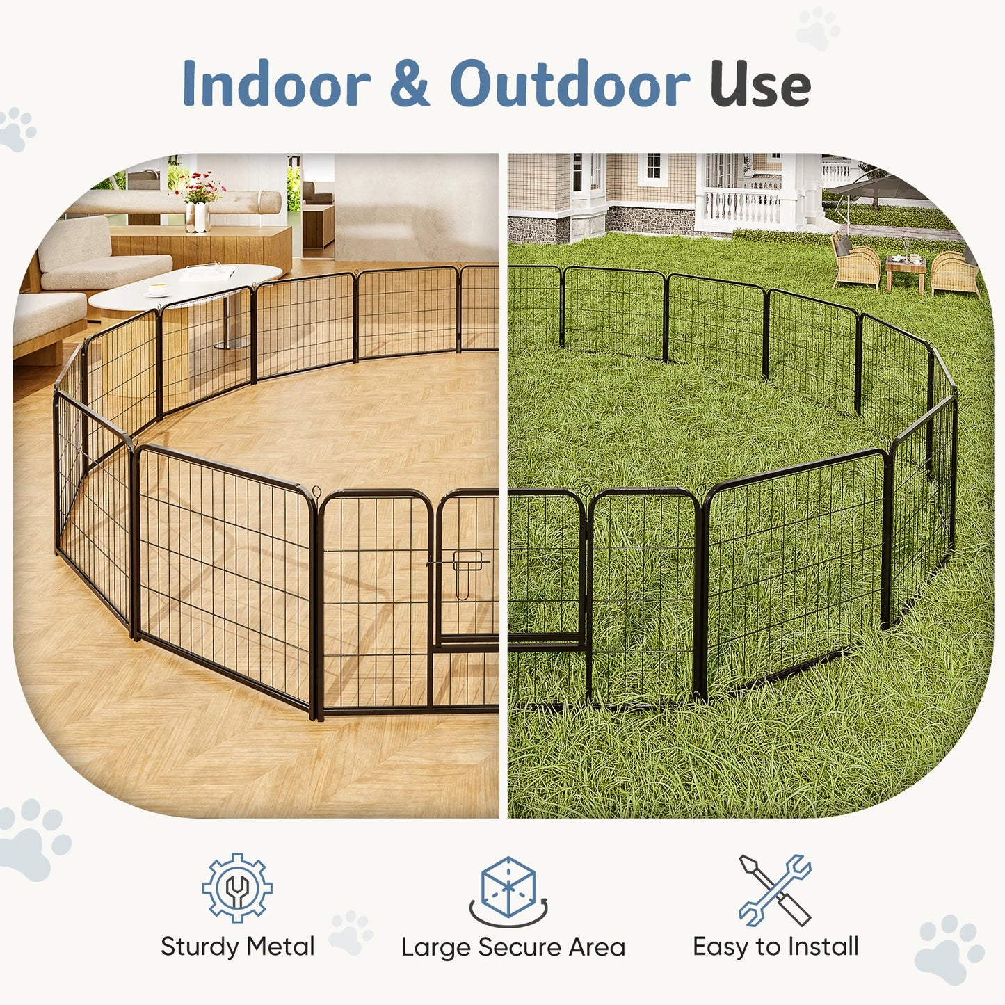JHK Dog Playpen Foldable Outdoor Fence