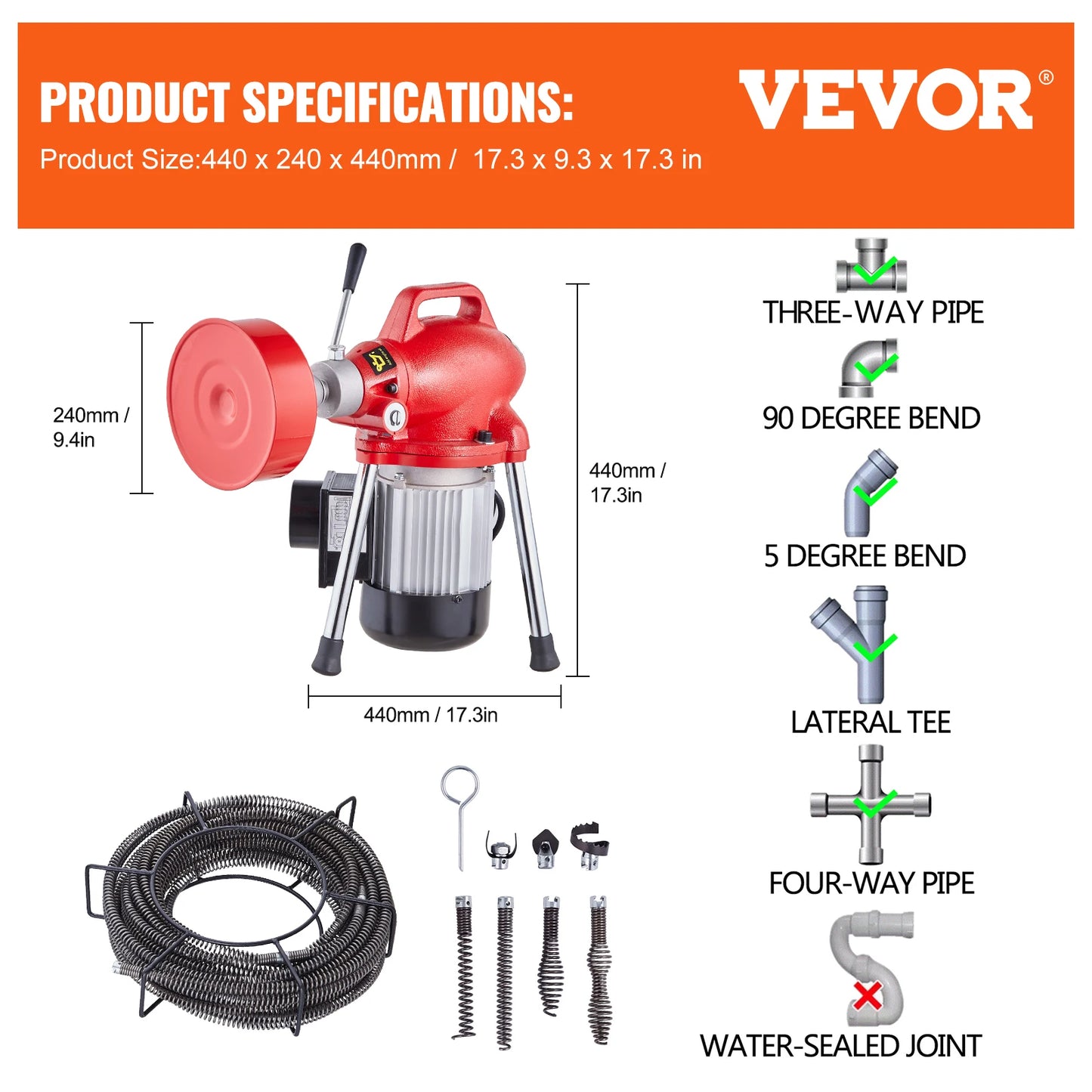 SucceBuy Drain Cleaner Machine Electric Sewer Snake