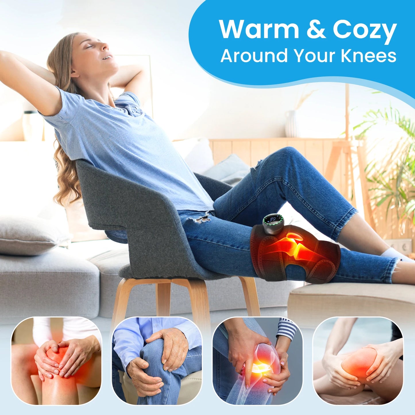 hailicare 3-In-1 Knee Massager With 5-Level Vibration
