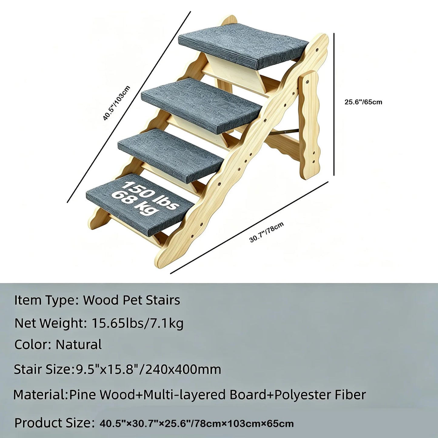 DishyKooker 2 In 1 Wooden Pet Stairs And Folding Ramp