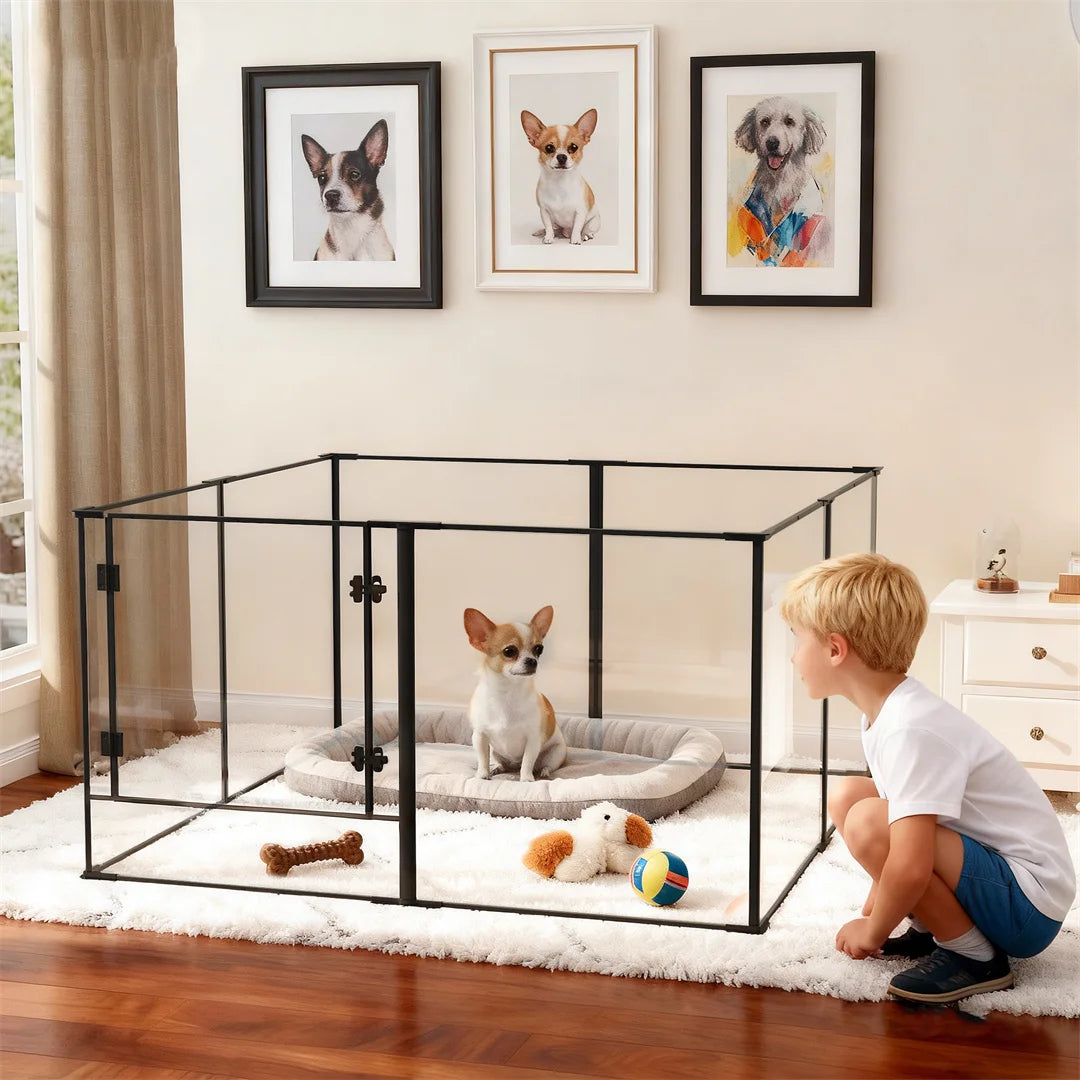 BINGOPAW 8 Panel Acrylic Dog Playpen For Indoor Use