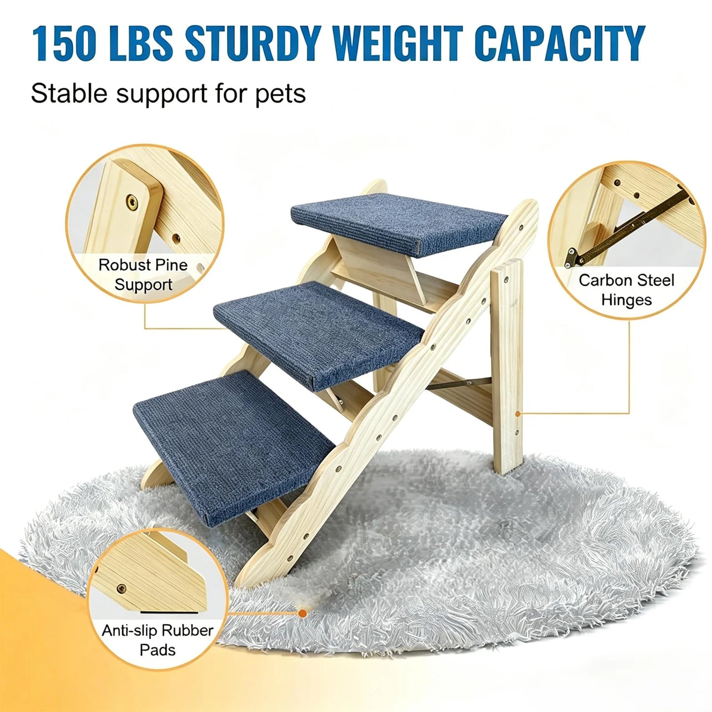 DishyKooker 2 In 1 Wooden Pet Stairs And Folding Ramp