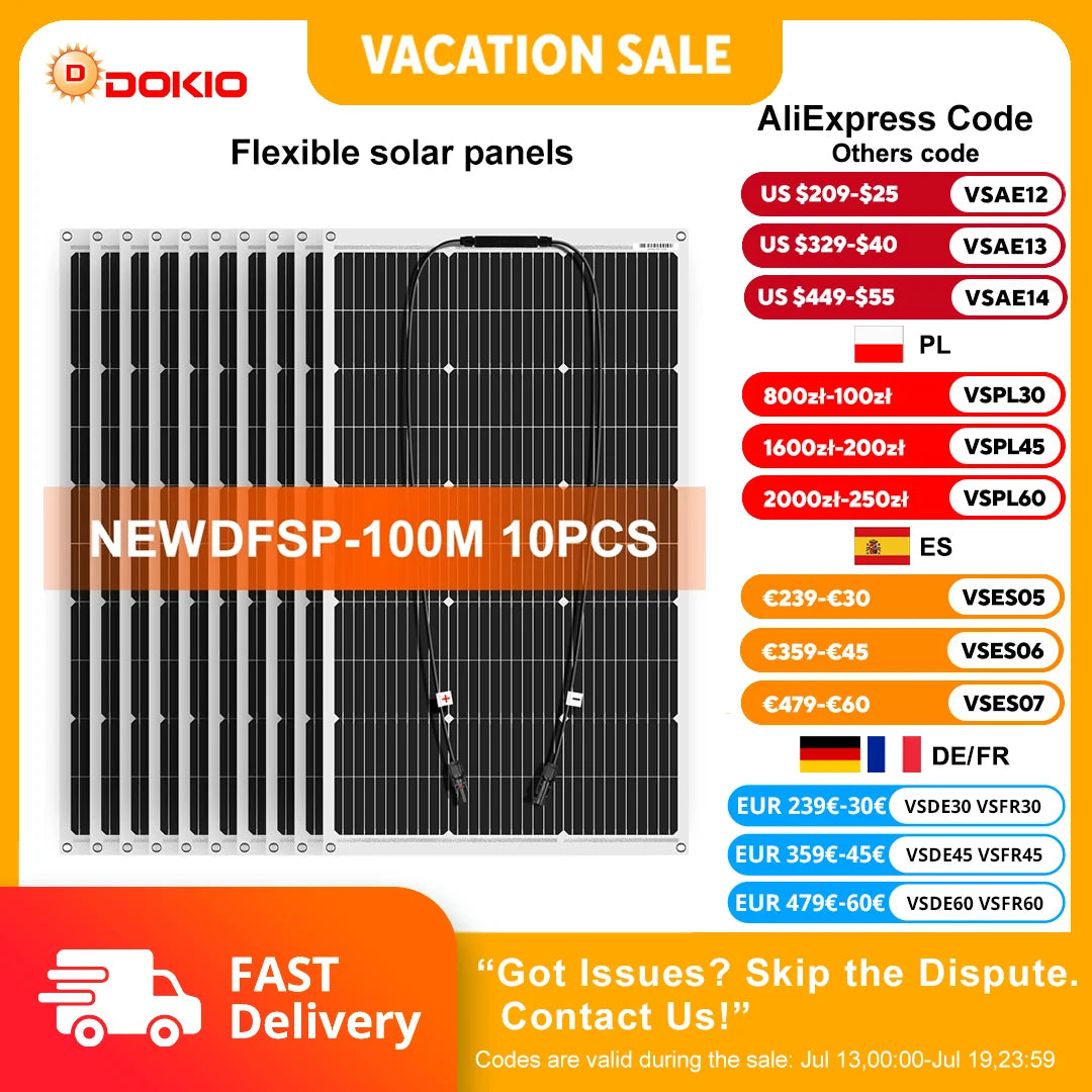 Dokio 18V Flexible Monocrystalline Solar Panel 100W
