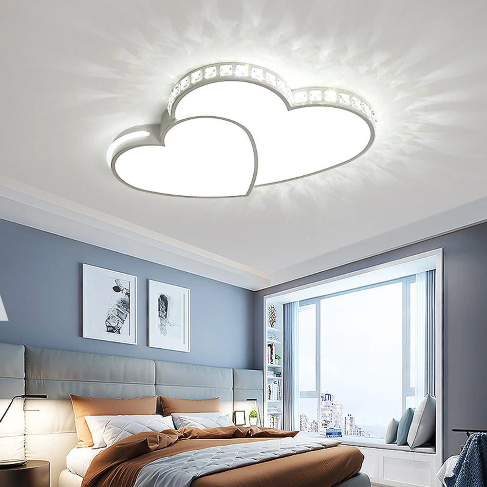 Heart Shaped Crystal LED Ceiling Light Flush Mount