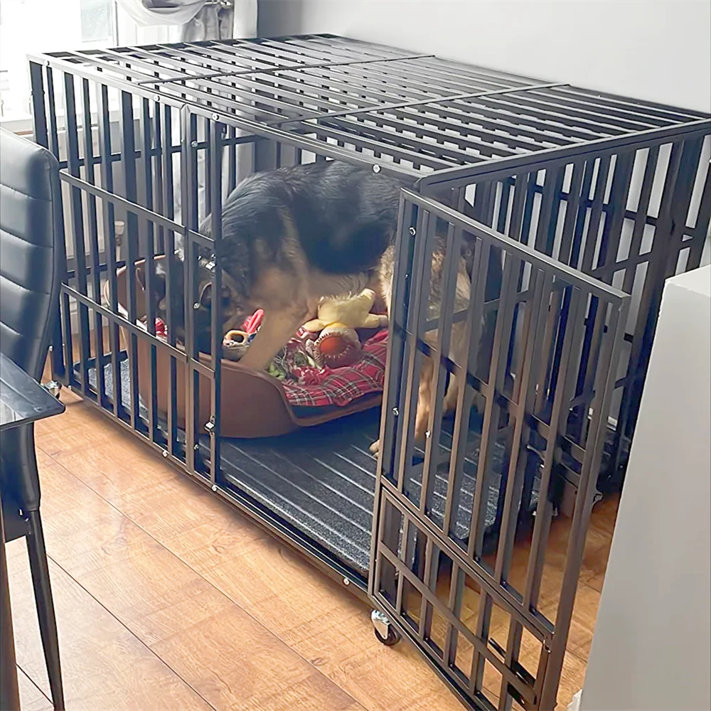 Borwart Heavy Duty Metal Dog Crate With Tray And Wheels