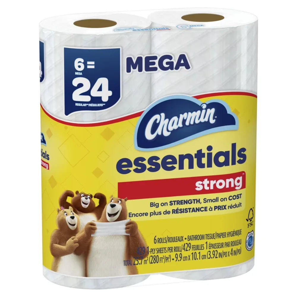 Extra Strong Toilet Paper 6 Mega Rolls 429 Sheets Per Roll Soft Bath Tissue For Home Commercial Use Bulk Bathroom Tissue High Capacity Long Lasting