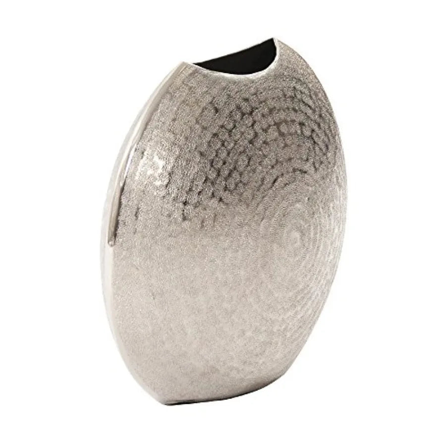Frosted Decorative Metal Vase With Hammered Texture