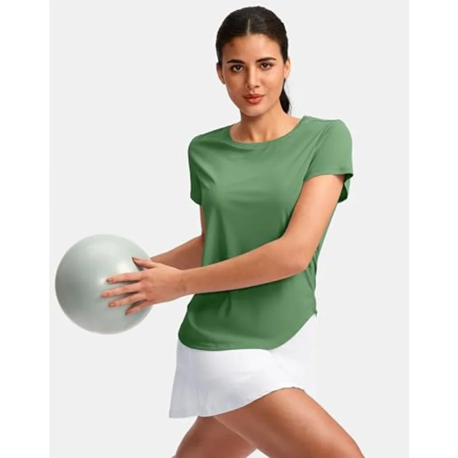 Women's Bamboo Fiber Quick Dry Loose Fit Gym Tee