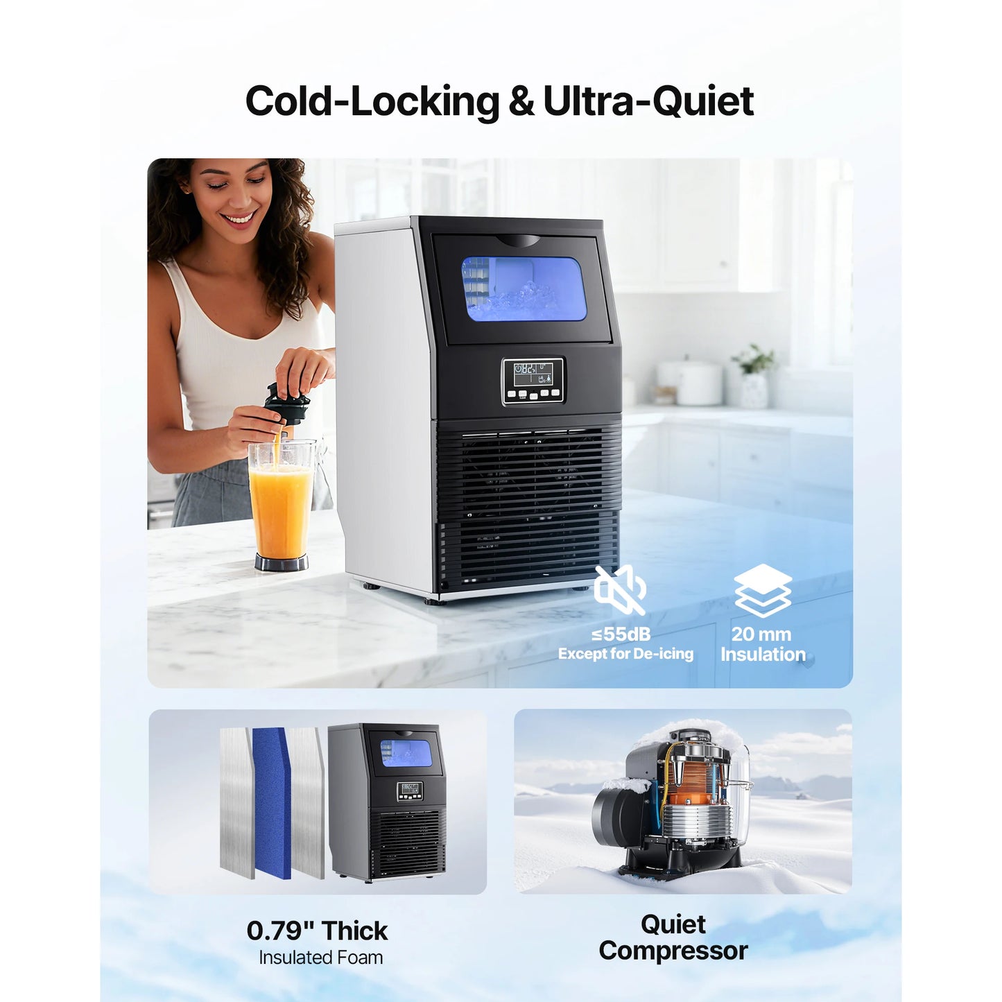 SucceBuy Commercial Ice Maker 80 Lbs Daily With Self