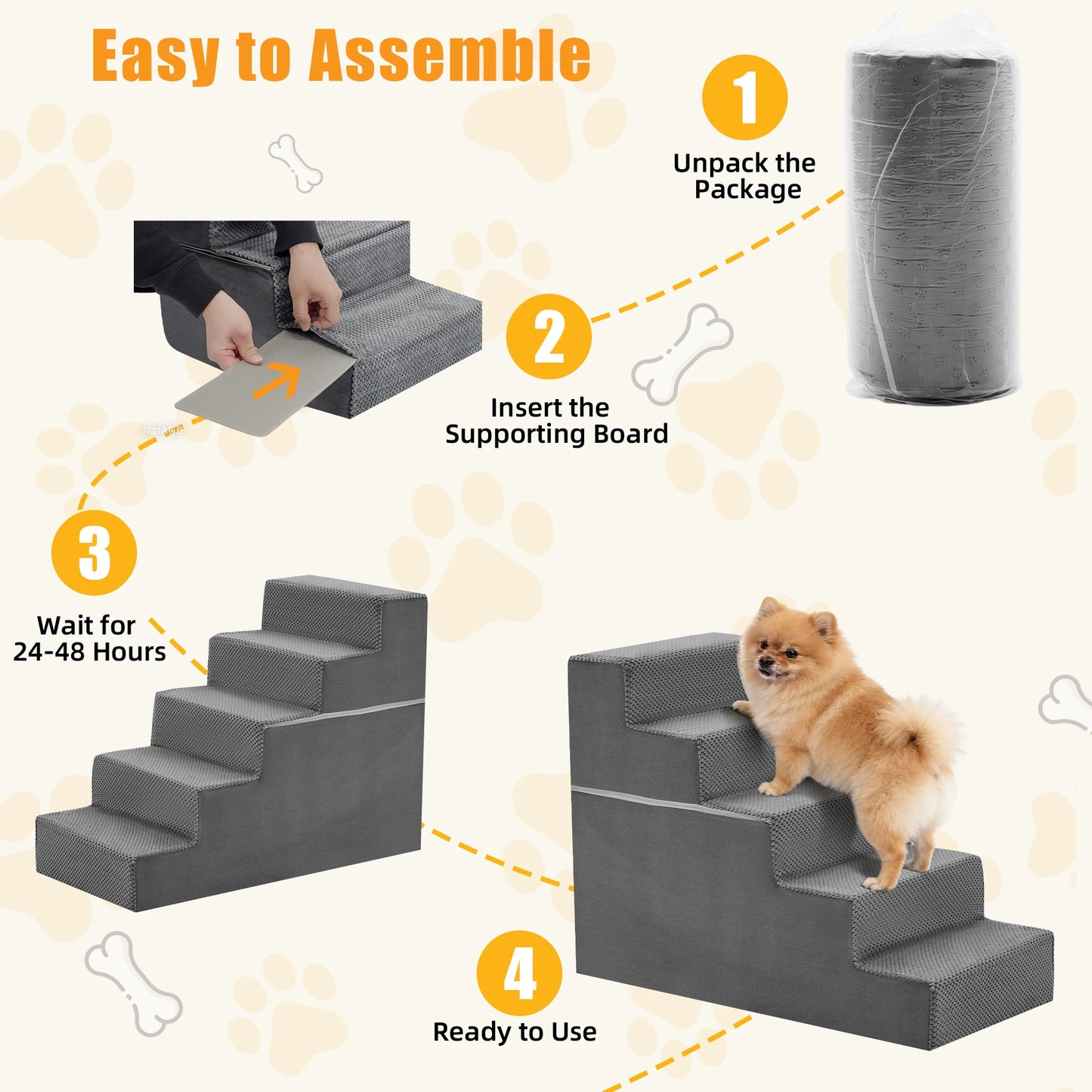 Foam Dog Stairs Ramp For Small Dogs Non Slip Indoor