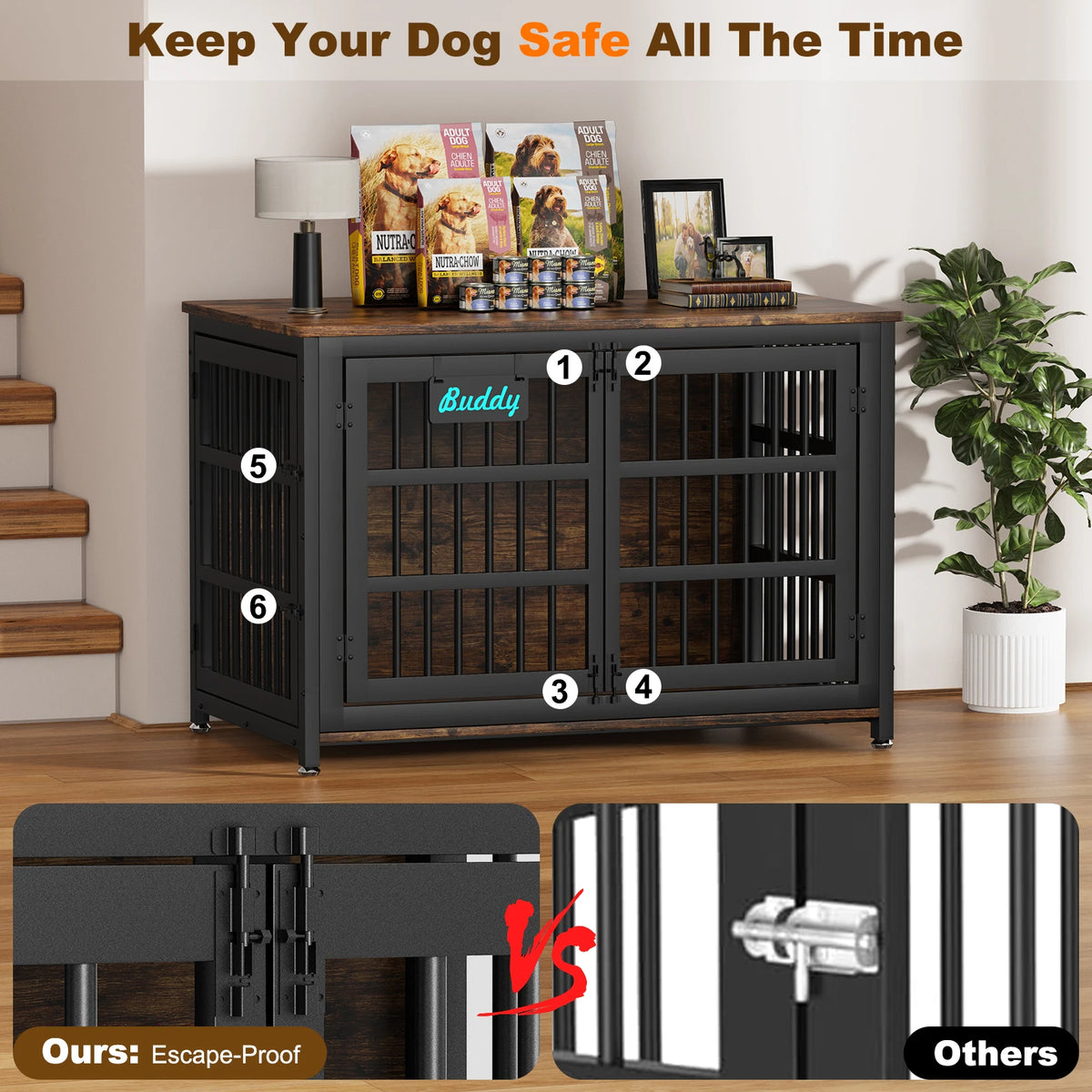 Heavy Duty Dog Crate Furniture With Casters And Wheels