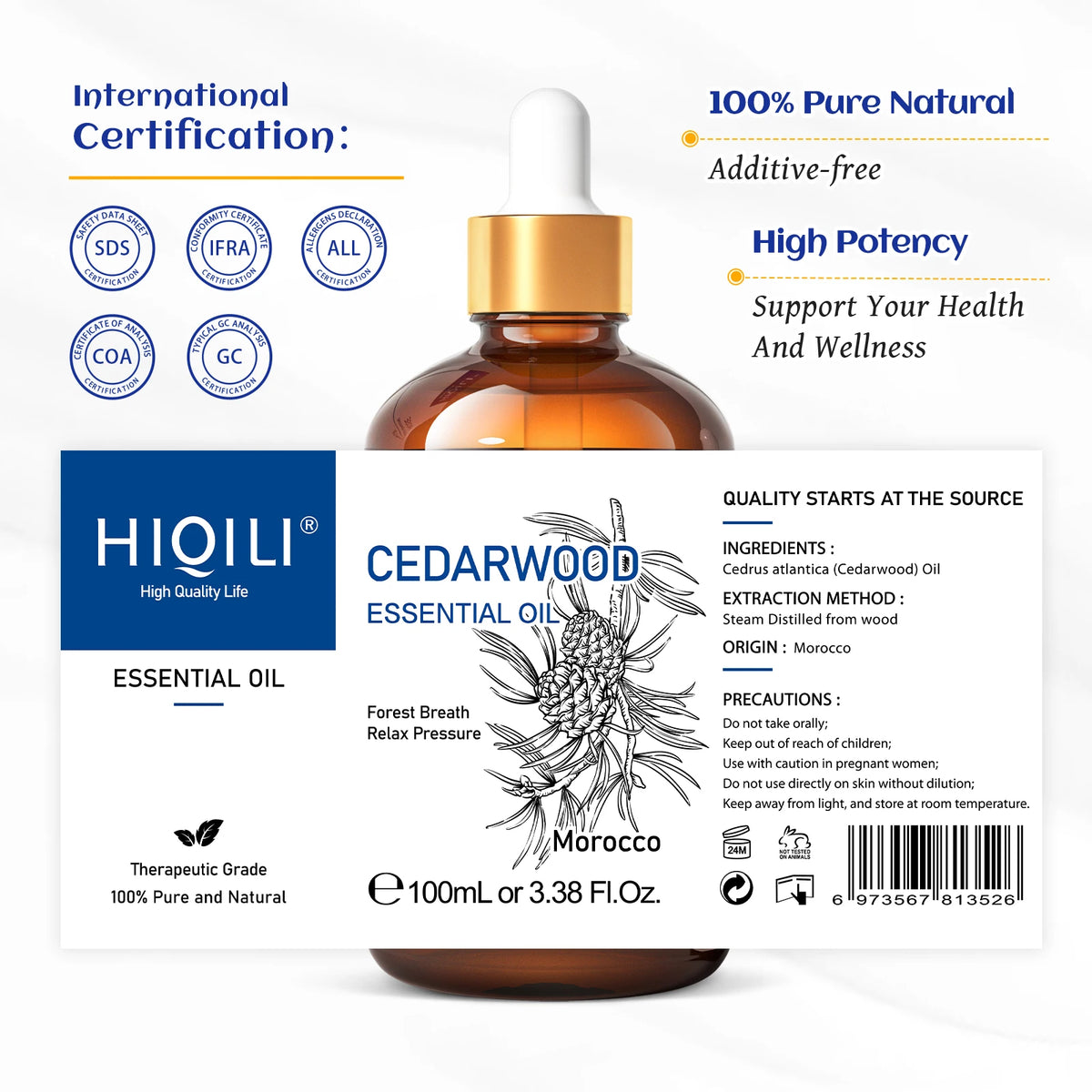 HIQILI Pure Cedarwood Essential Oil