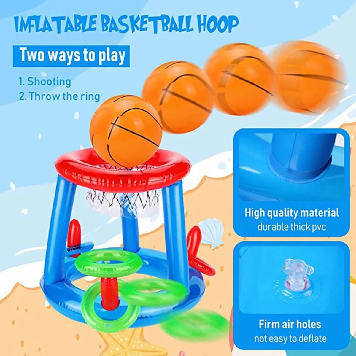 Inflatable Ring Toss Water Hoop Game For Pool Beach Fun