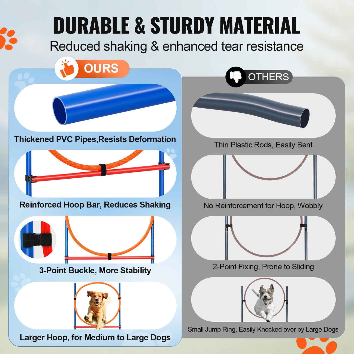 SucceBuy Dog Agility Training Set 4 Adjustable Hurdles