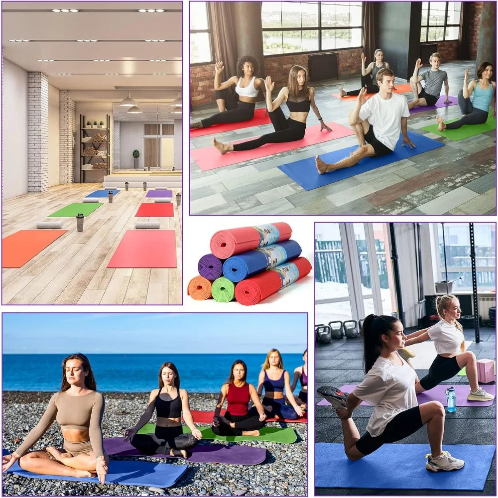 Non Slip Yoga Mats 12 Pack PVC Exercise Home Gym