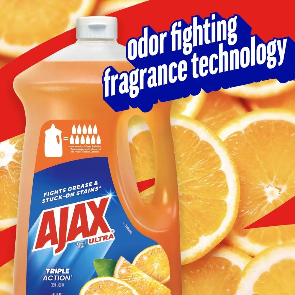 Ultra Concentrated Orange Scented Liquid Dish Soap Triple Action Formula Large 90 FL oz Bottle