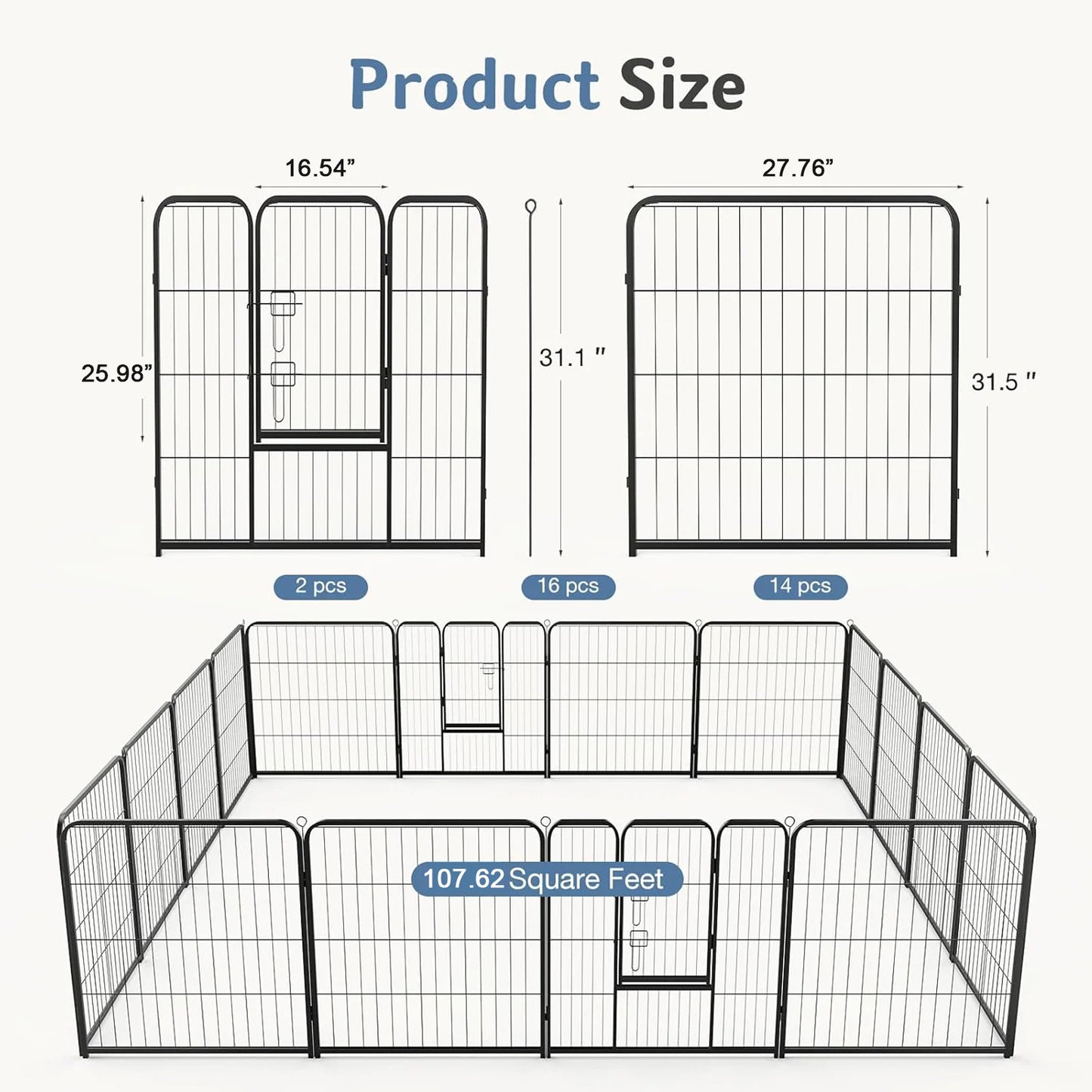 JHK Dog Playpen Foldable Outdoor Fence