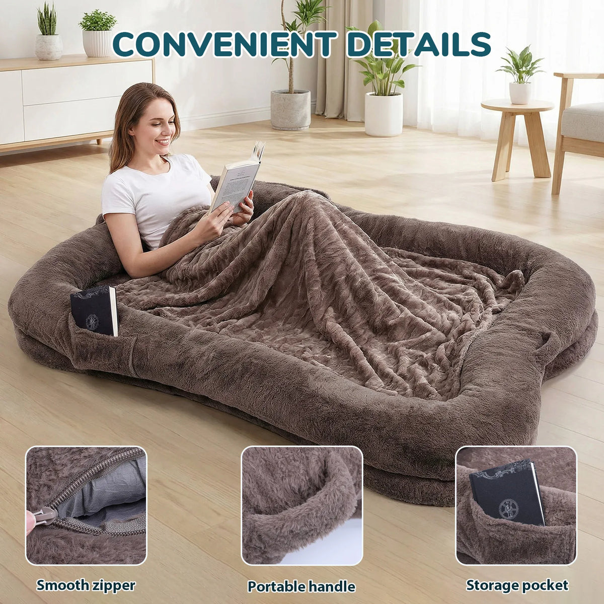 Topinncn Portable Washable Dog Bed With Pocket