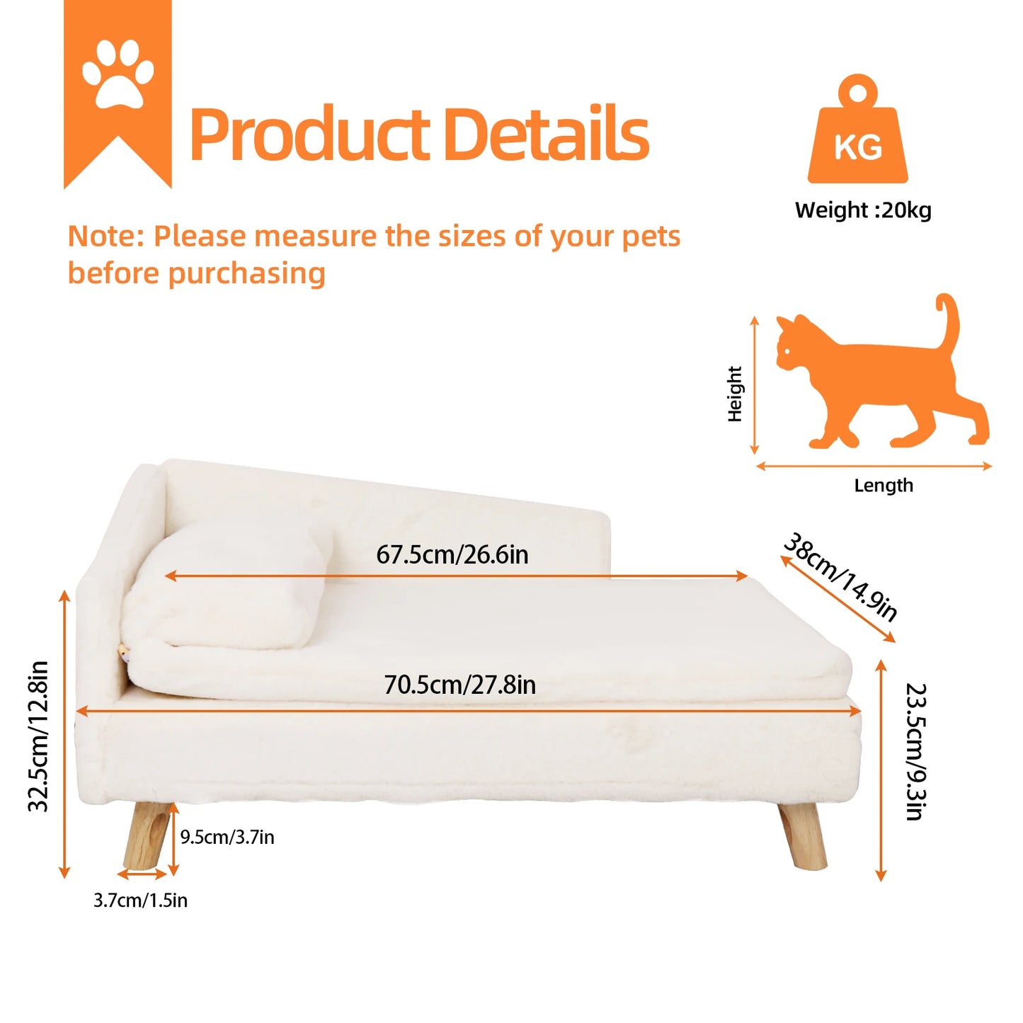 BINGOPAW Waterproof Pet Sofa Bed Raised Lounger