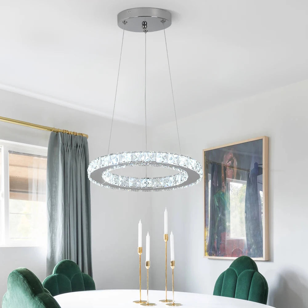 GreeLustr Modern Crystal Pendant Ring Chandelier