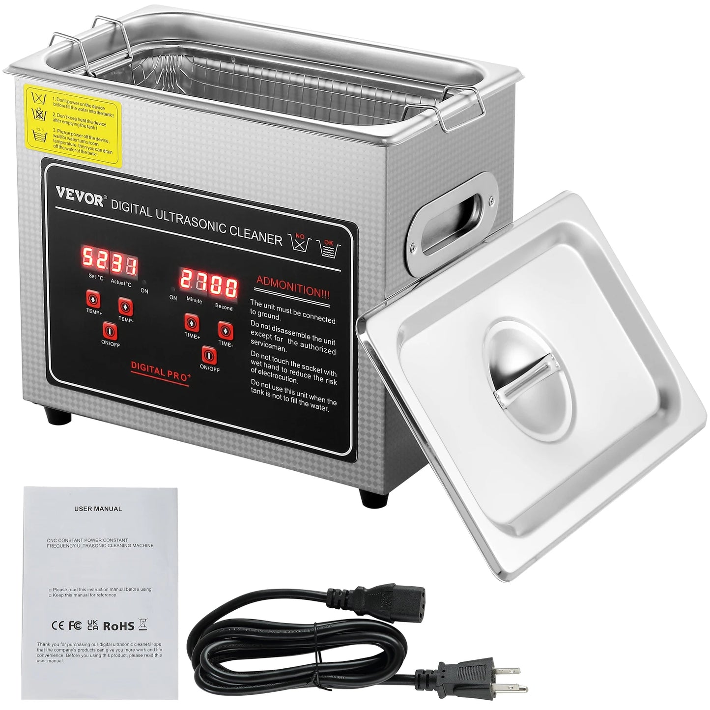 SucceBuy Ultrasonic Cleaner Stainless Steel Portable