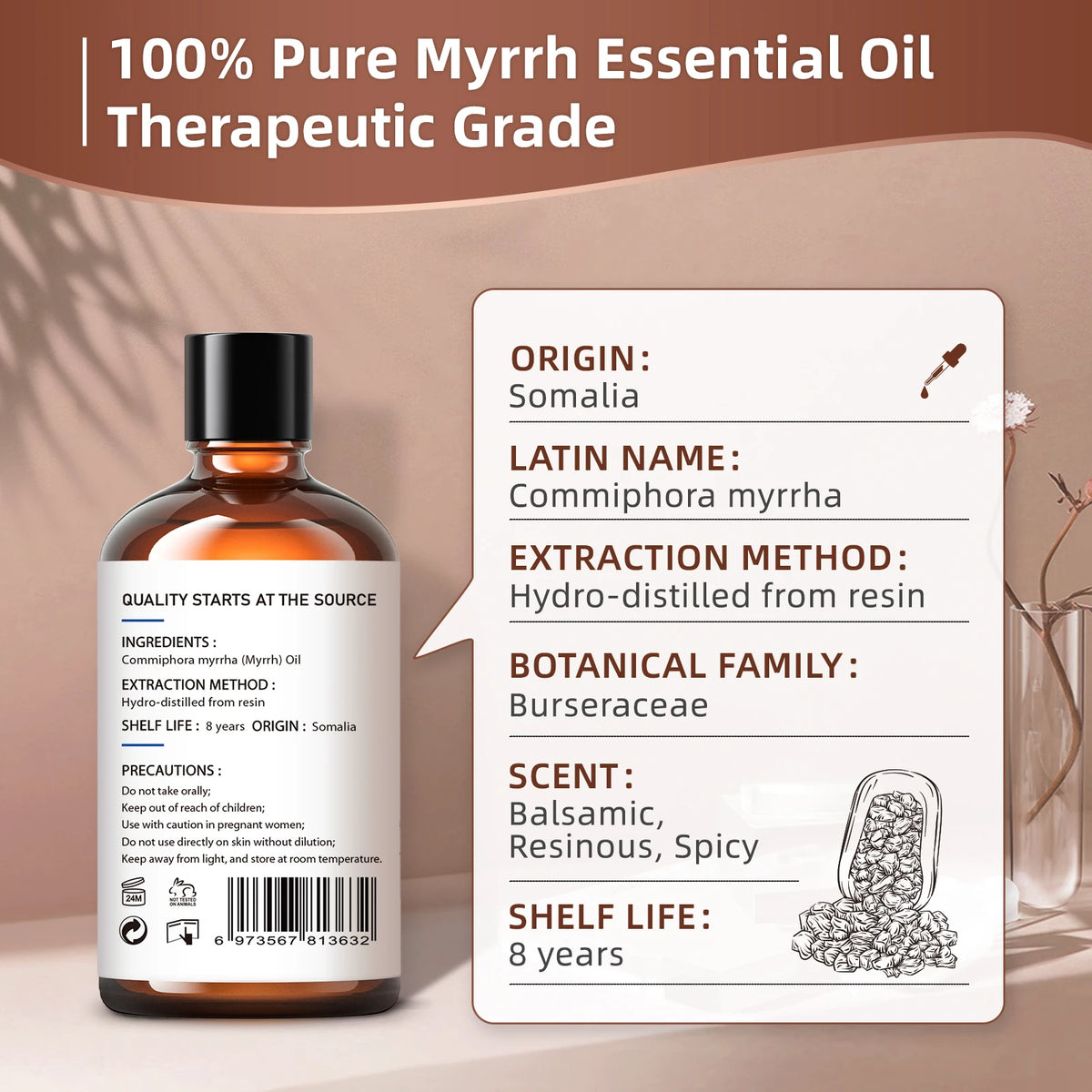 Hiqili Pure Myrrh Essential Oil For Aromatherapy