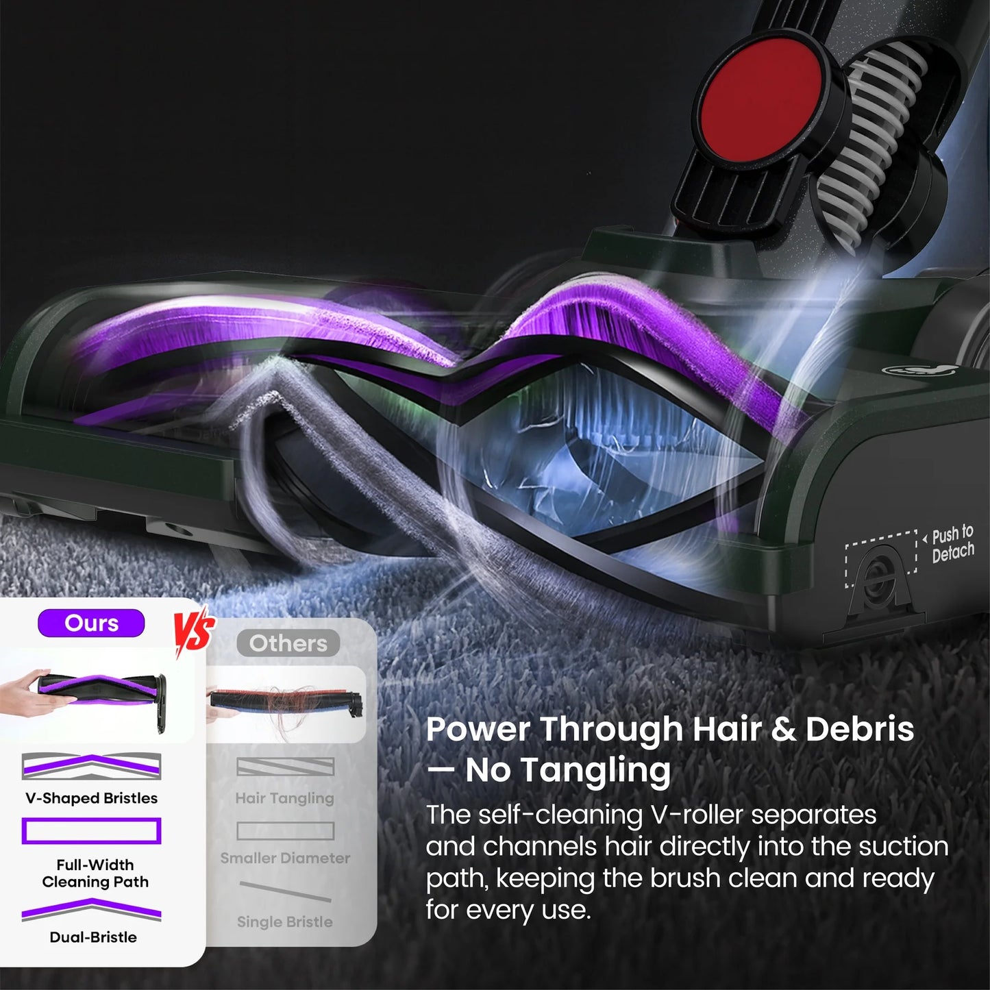 MONSGA Cordless Vacuum Cleaner 55KPA 450W Anti-Tangle Brush