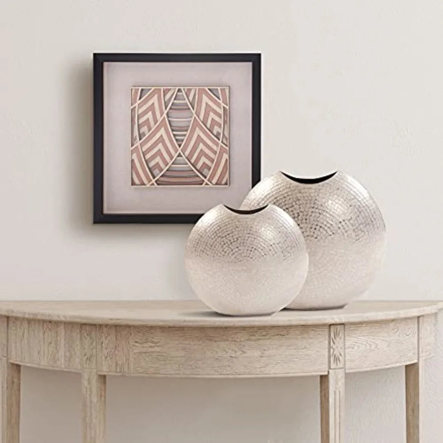 Frosted Decorative Metal Vase With Hammered Texture