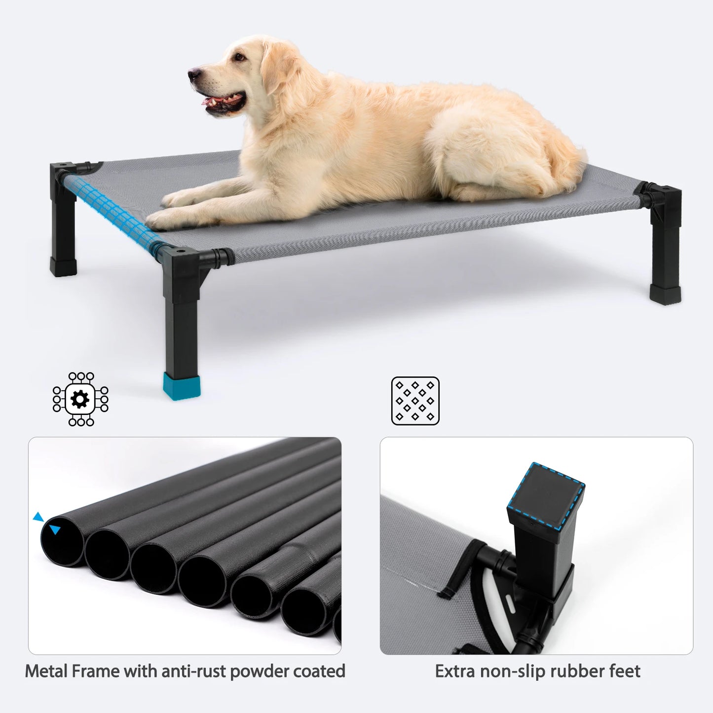 Elevated Cooling Dog Bed With Washable Breathable Frame