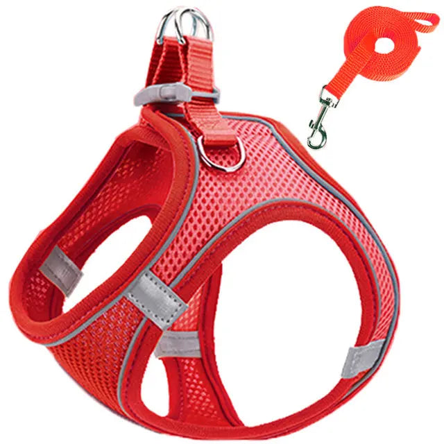 Reflective Cat Harness And Leash Set Adjustable