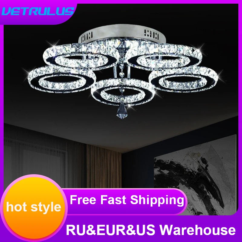 VETRULUS Modern Crystal LED Ceiling Chandelier